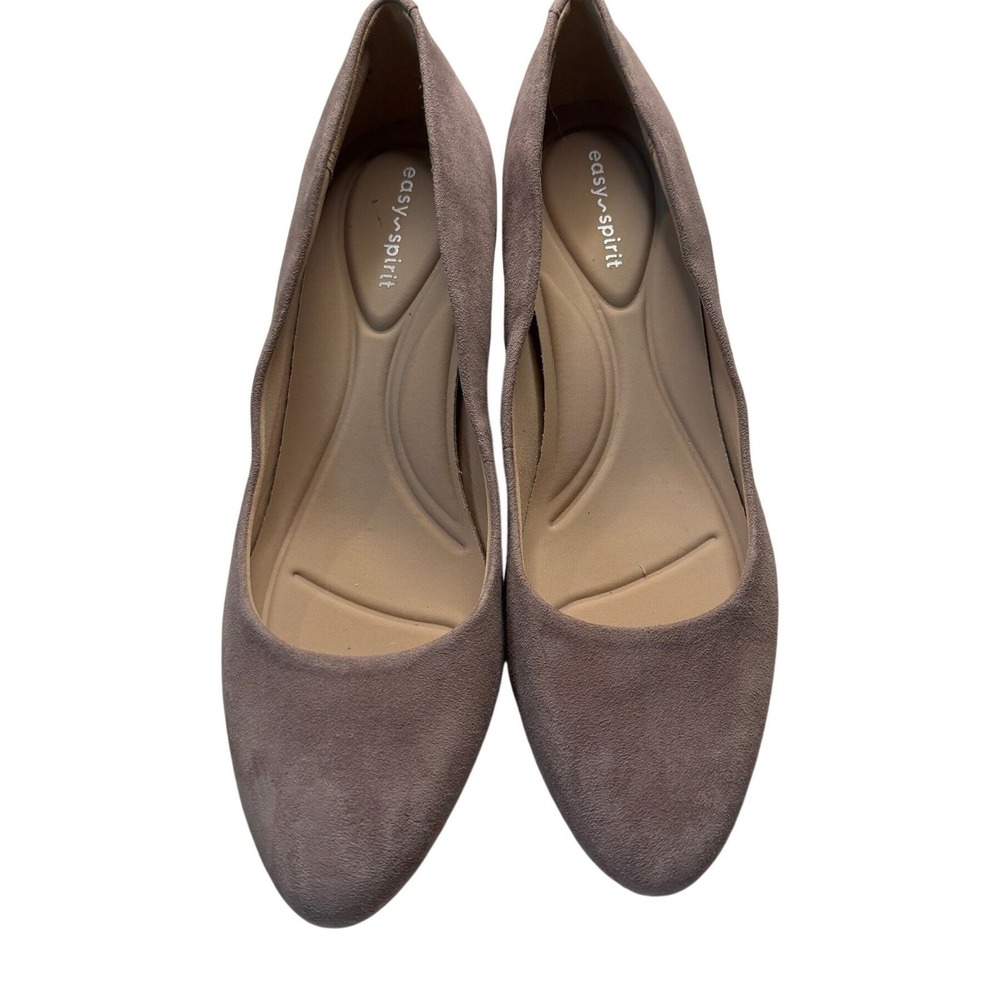 Easy Spirit Secosma Taupe Suede Block Heel Pumps Womens 7.5 M Round Toe Shoes